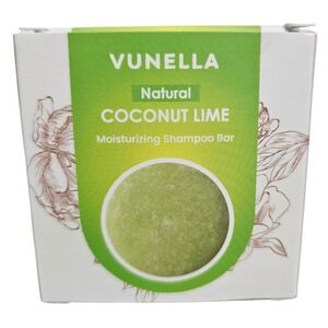 Vunella Natural Coconut Lime Moisturizing Shampoo Bar 1.9oz Vegan SLS Free USA